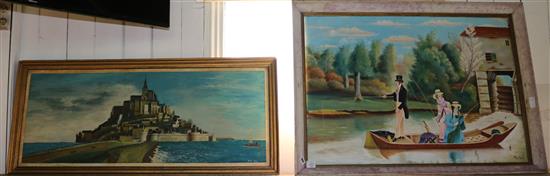 Painting of Mont St Michel & another
